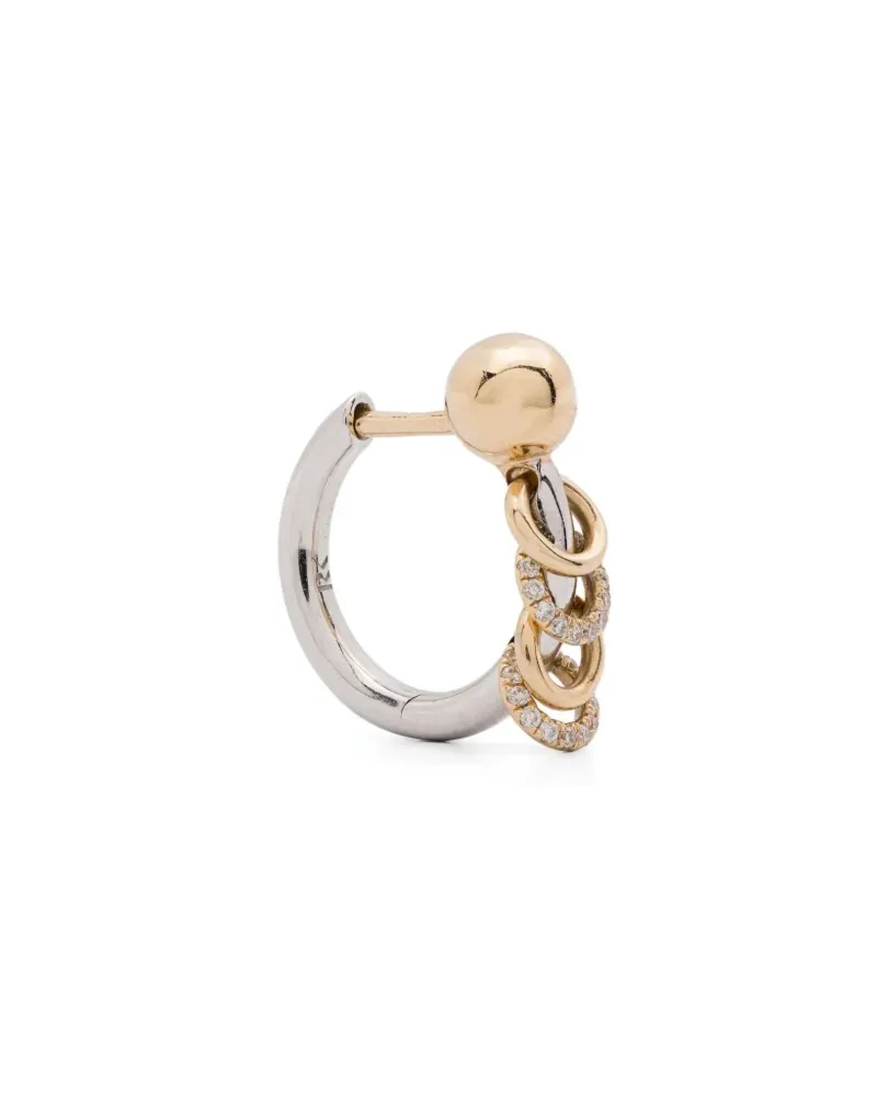 Rainbow K Einzelner 14kt Punk Weiß- und Gelbgoldohrring mit Diamant - Silber Silber