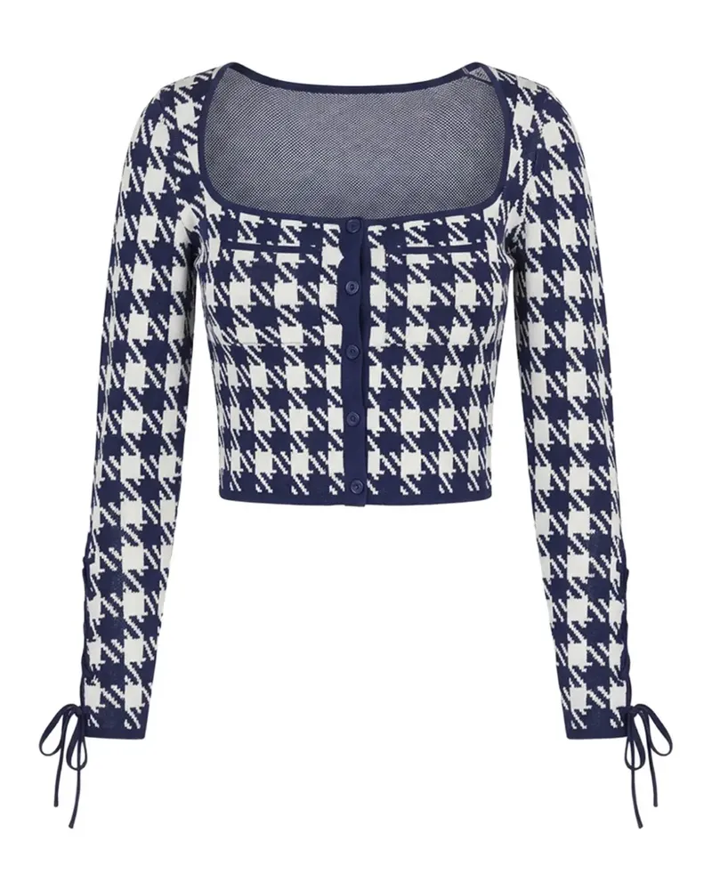 Fleur Du Mal Cropped-Cardigan mit Hahnentrittmuster - Blau Blau