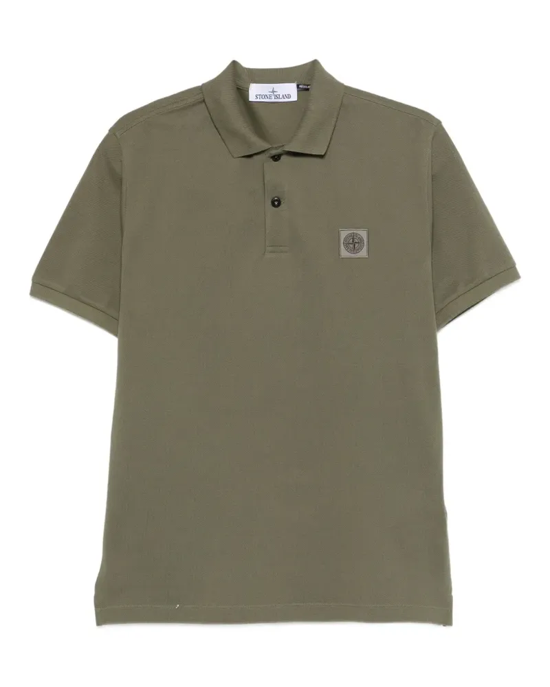 Stone Island button logo-patch polo shirt - Grün Grün