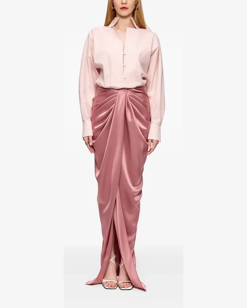 V:PM ATELIER Corynna draped satin-panel maxi dress - Rosa Rosa