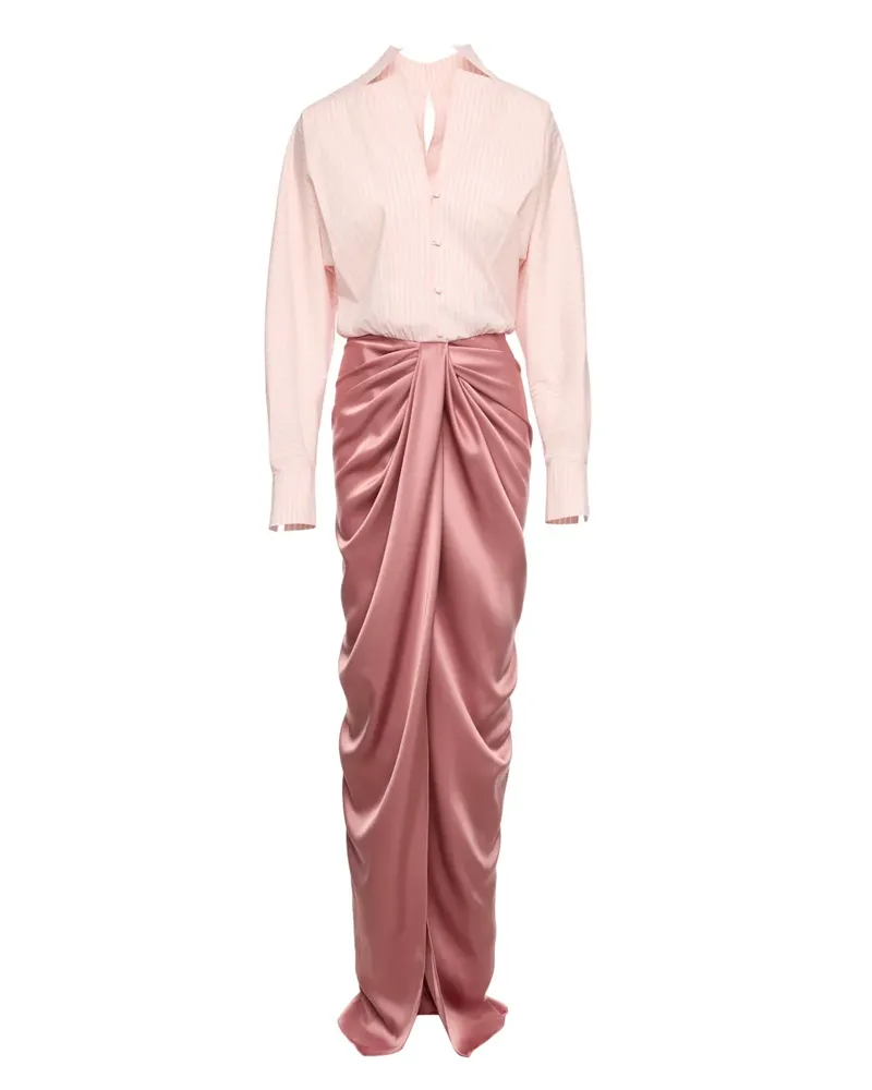 V:PM ATELIER Drapiertes Corynna Maxikleid mit Satineinsatz - Rosa Rosa
