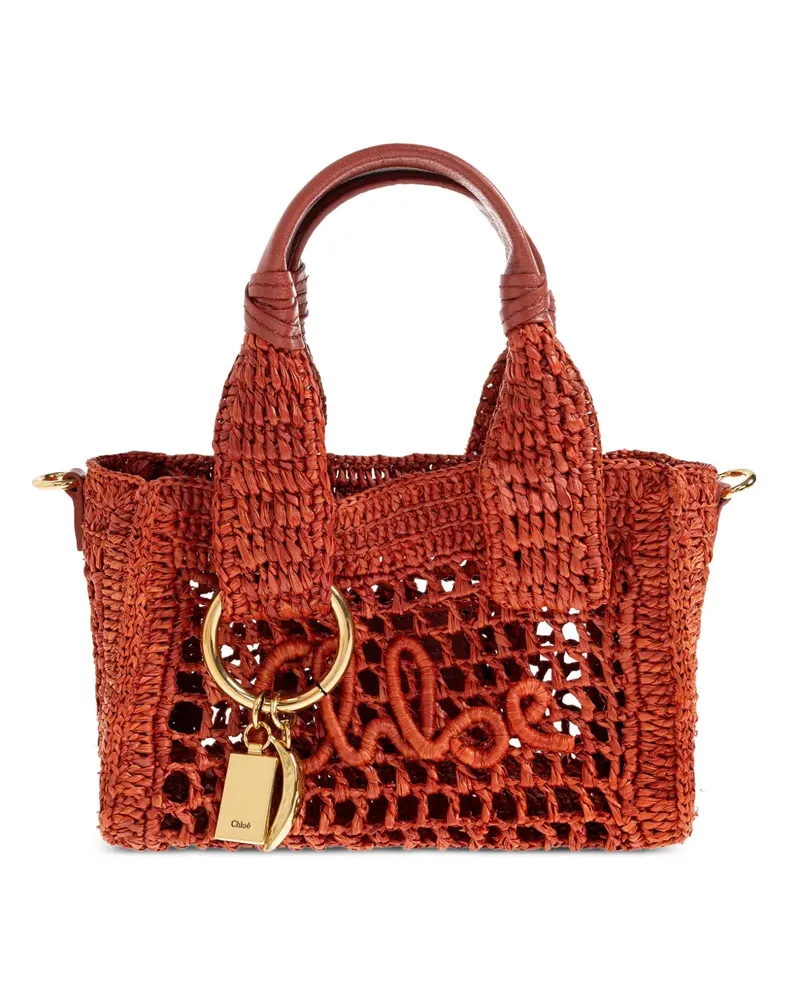 Chloé Summer Banana medium woven logo-patch tote bag - Rot Rot