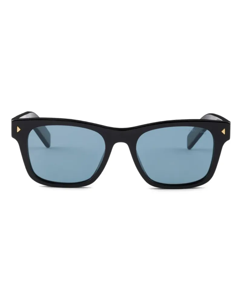 Prada Sonnenbrille mit ikonischem Metall-Schild - Schwarz Schwarz