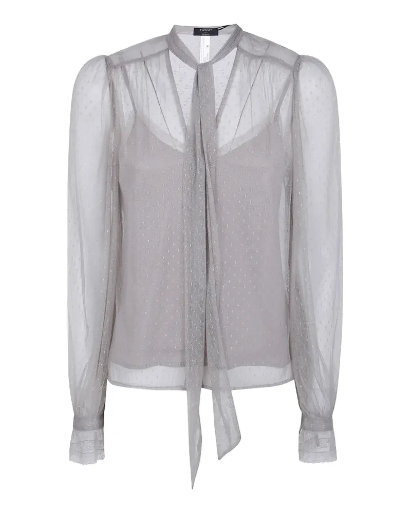 Twin-Set long-sleeve pussy-bow blouse - Nude Nude