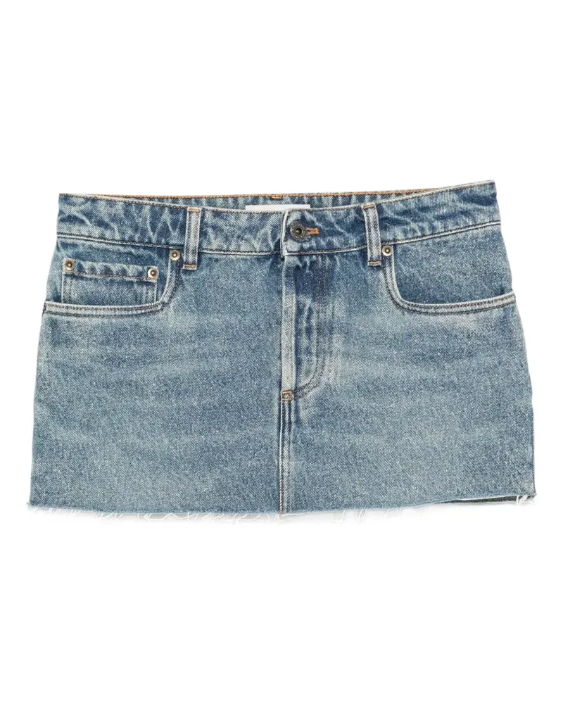 Miu Miu Ausgefranster Jeans-Minirock mit Logo-Patch - Blau Blau