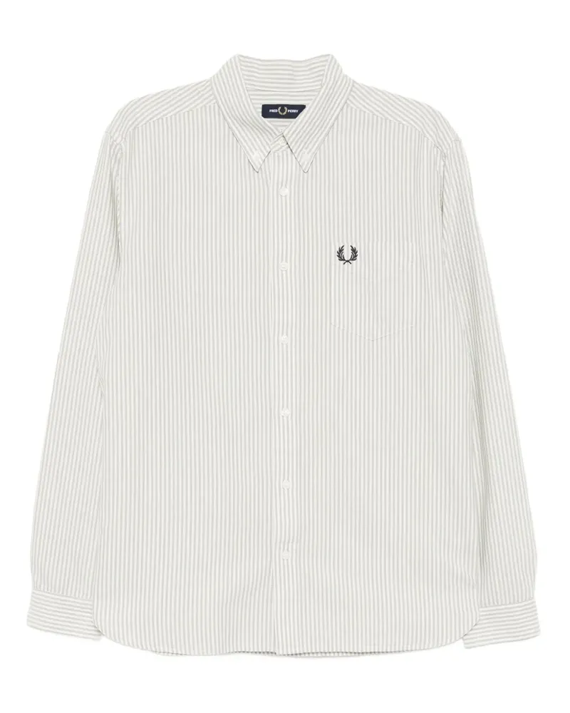Fred Perry Gestreiftes Hemd - Grün Grün
