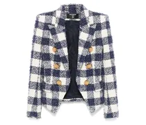 Tweed-Blazer mit Vichy-Karo - Weiß