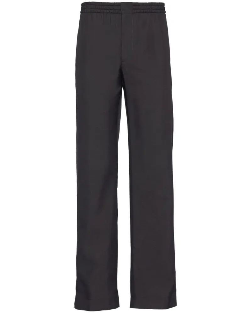 Prada Seidenhose mit Logo-Stickerei - Schwarz Schwarz