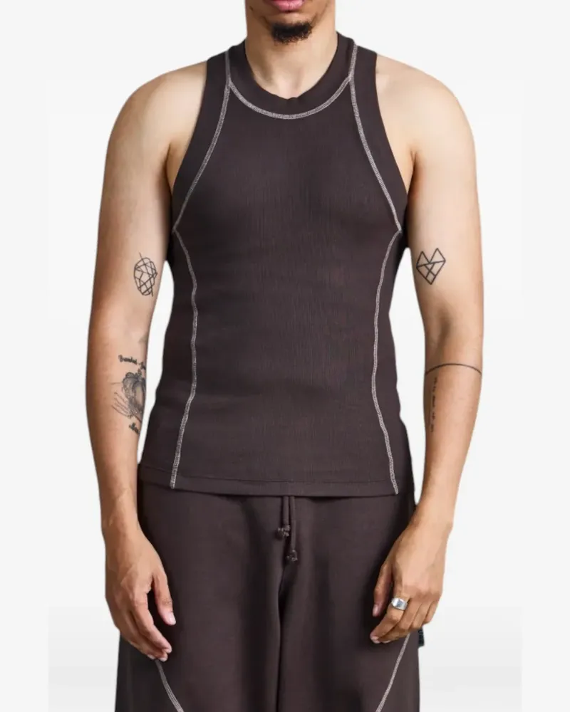 Saul Nash Kinetic Movement ribbed contrast-stitch vest - Braun Braun