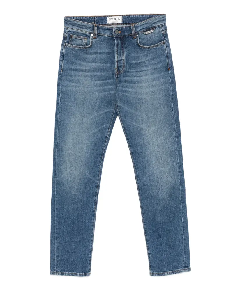 Iceberg faded logo-patch jeans - Blau Blau