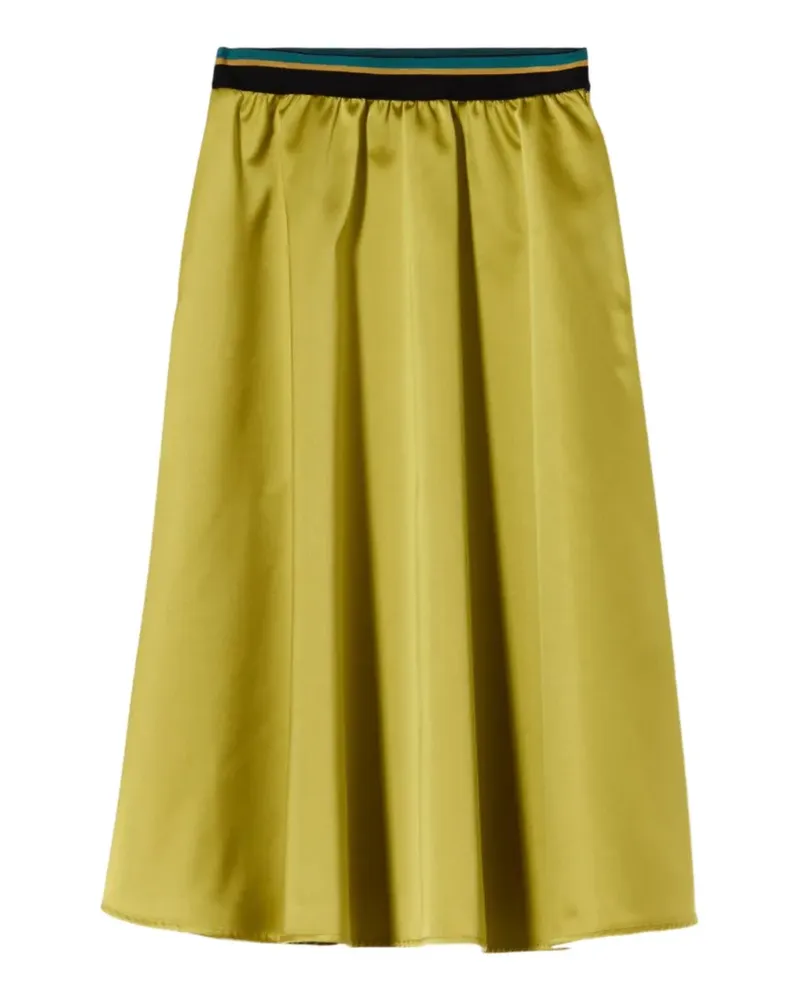 PLAN C citron duchesse striped-waistband flared midi skirt - Gelb Gelb