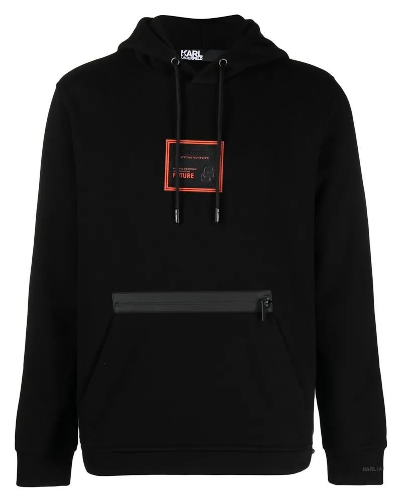 Karl Lagerfeld Hoodie mit Logo-Patch Schwarz