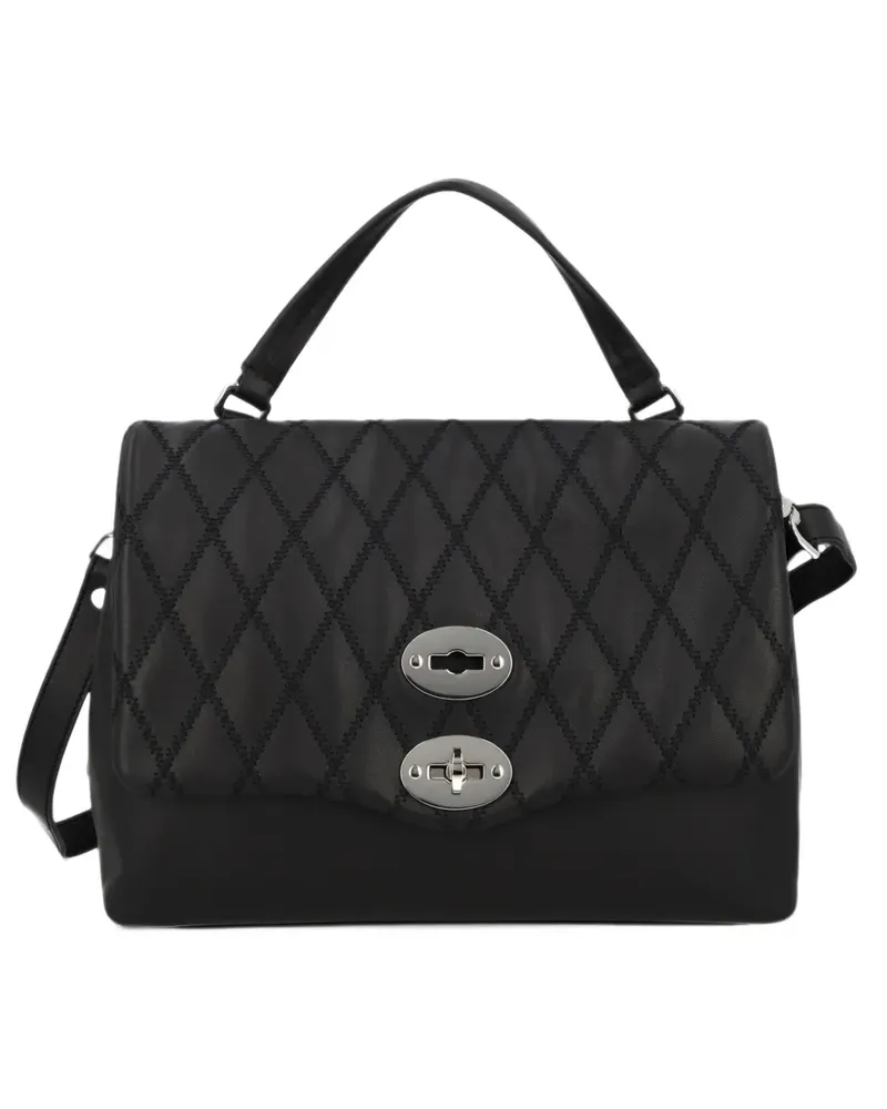 Zanellato small Postina diamond-quilted tote bag - Schwarz Schwarz