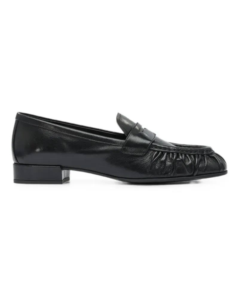 Prada gathered-detail leather loafers - Schwarz Schwarz