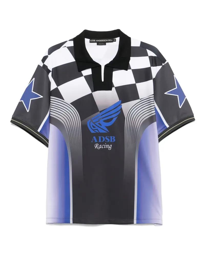 Andersson Bell Racing-T-Shirt mit Schachbrett - Schwarz Schwarz