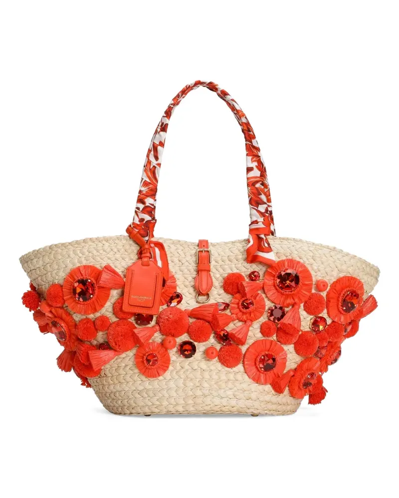 Dolce & Gabbana Capri Coffa Tasche mit Stickerei - Nude Nude