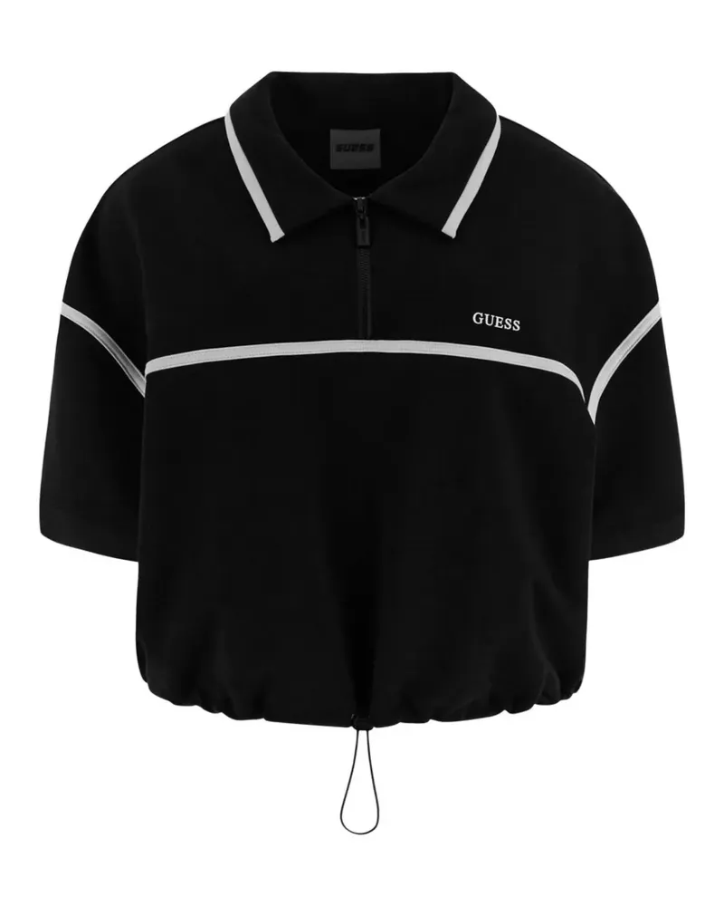 Guess Besticktes Poloshirt mit kurzem Reißverschluss - Schwarz Schwarz