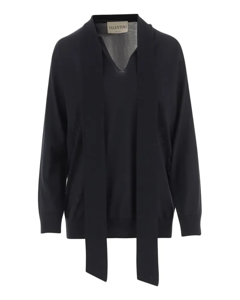 Valentino Garavani scarf-detail wool jumper - Schwarz Schwarz