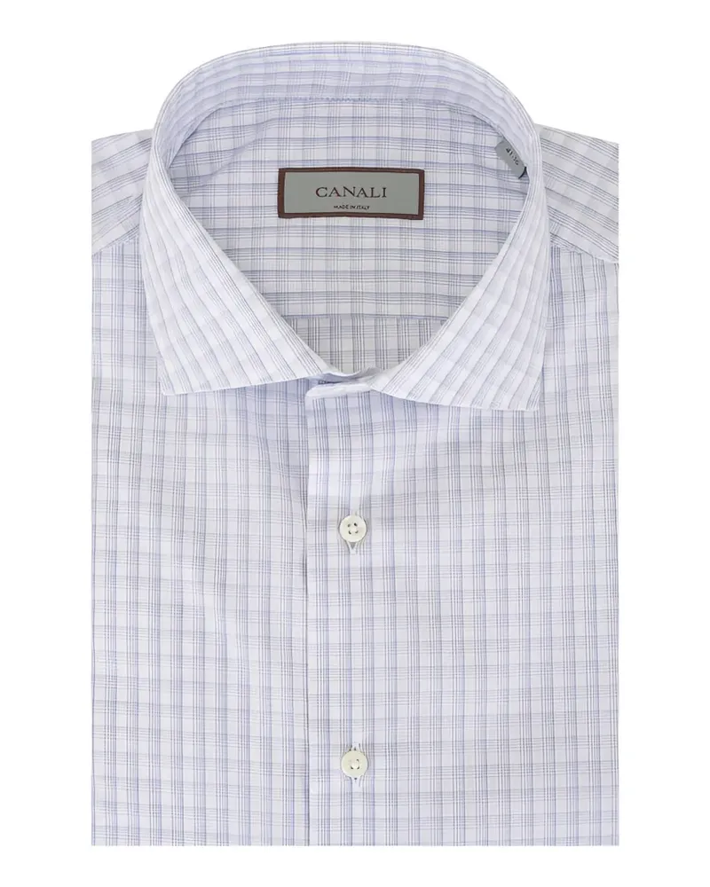Canali Kariertes Hemd - Weiß Weiß
