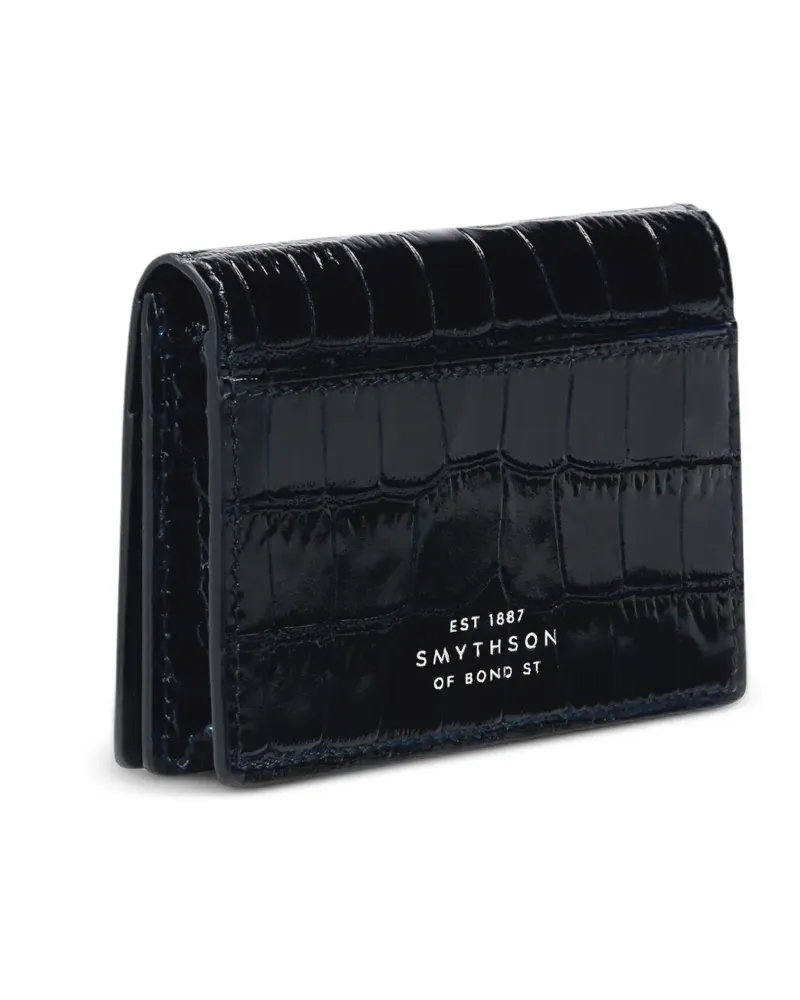 Smythson Mara Kartenetui mit Kroko-Effekt - Blau Blau