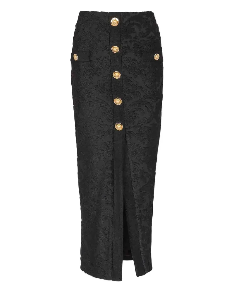Balmain Damast-Rock mit Zierknöpfen - Schwarz Schwarz