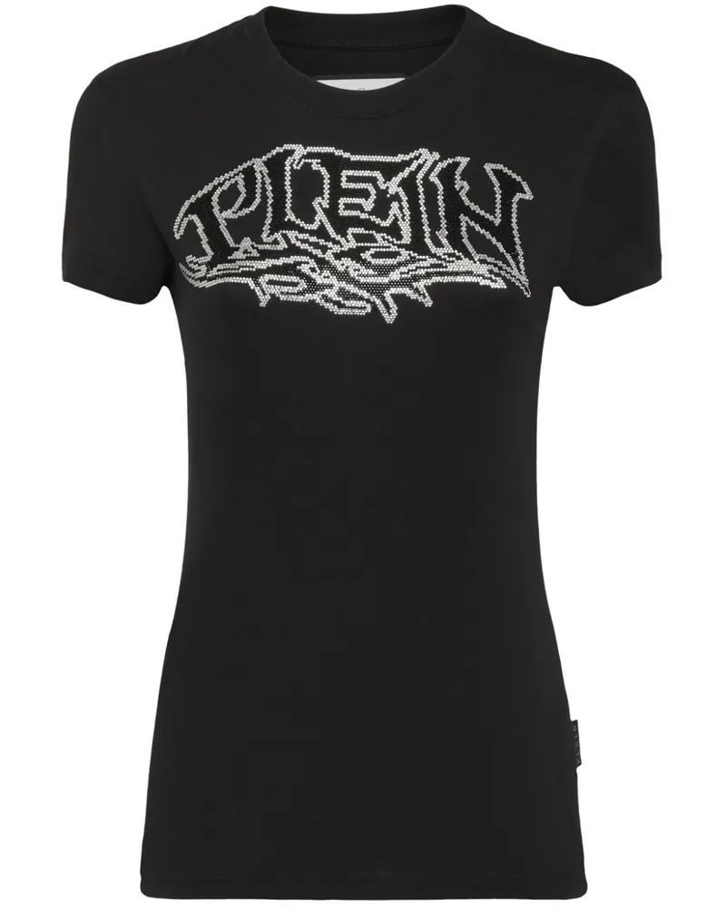Philipp Plein T-Shirt mit Logo-Verzierung - Schwarz Schwarz