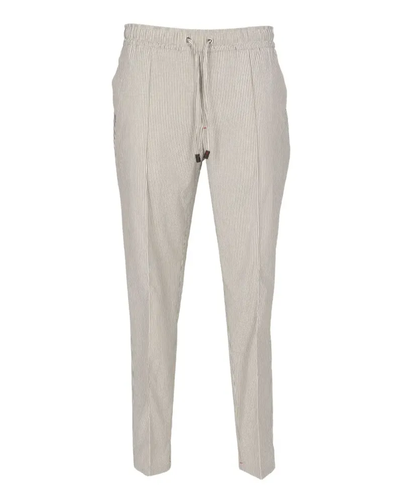 Isaia vertical-stripe drawstring trousers - Nude Nude