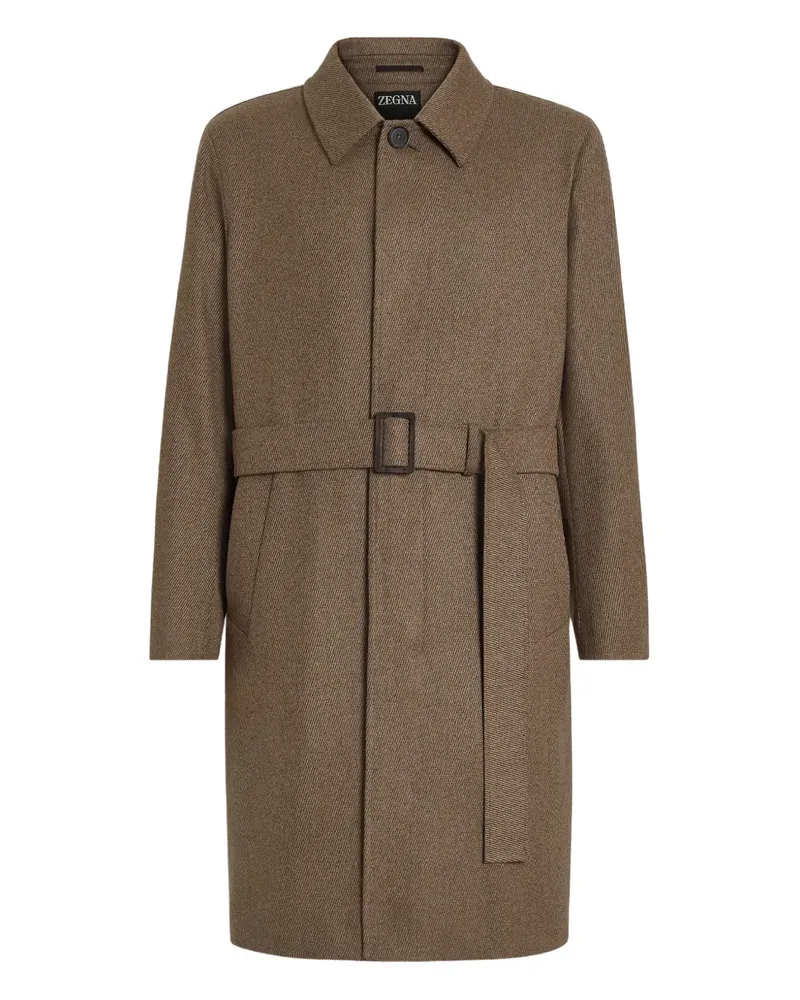 Ermenegildo Zegna Twill-Mantel mit Gürtel - Braun Braun