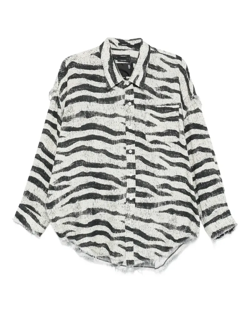 R13 zebra frayed shirt - Weiß Weiß