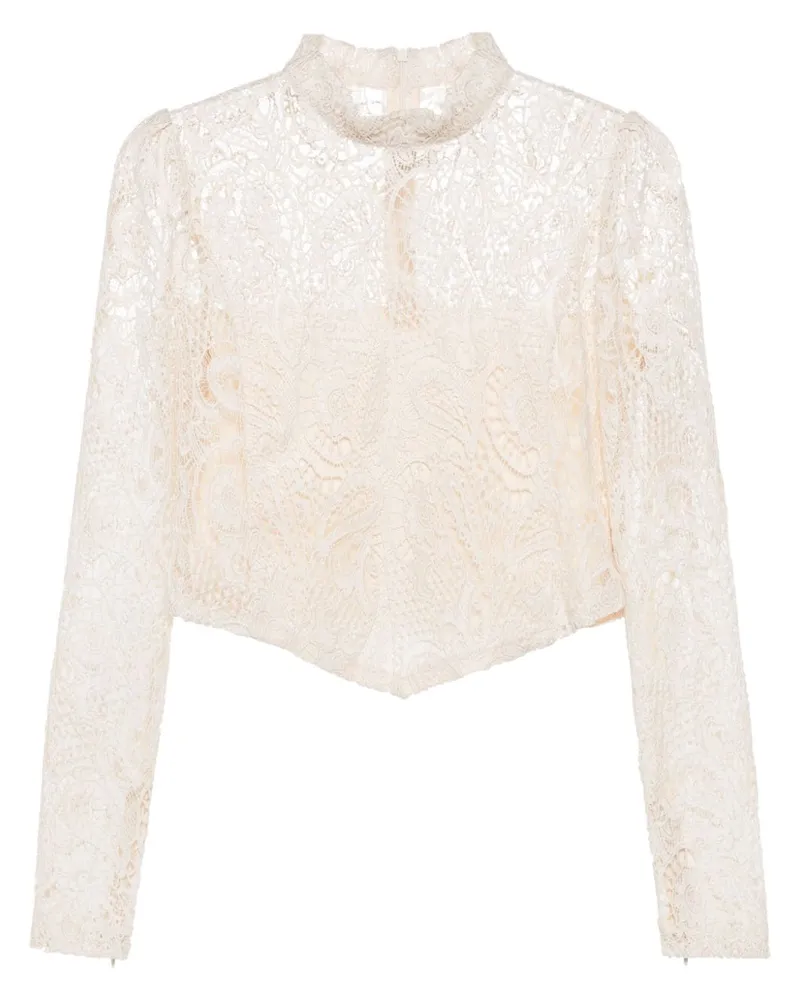 Twin-Set Cropped-Top aus Makramee-Spitze - Nude Nude