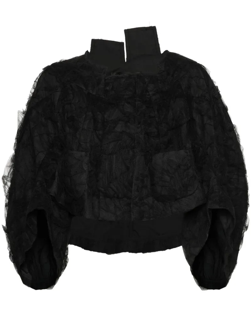 Comme des Garçons Cropped-Jacke mit Tülleinsatz - Schwarz Schwarz