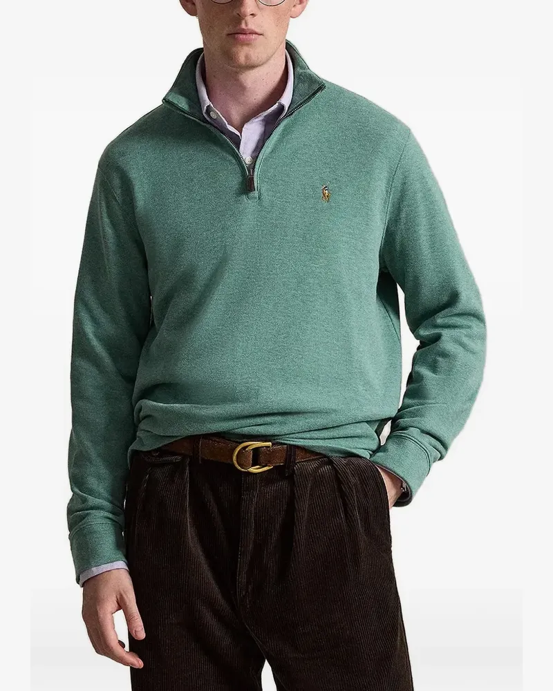 Ralph Lauren Gerippter Estate Pullover mit kurzem Reißverschluss - Grün Grün