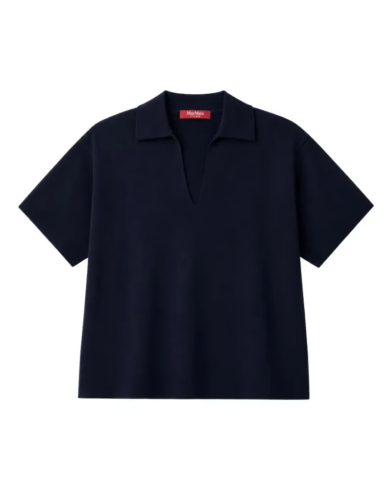 Max Mara T-Shirt mit Reverskragen - Blau Blau