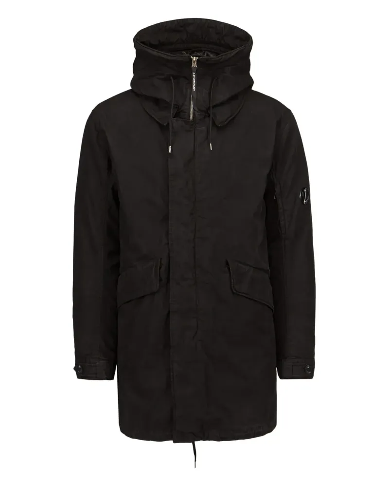 C.P. Company hooded drawstring coat - Schwarz Schwarz