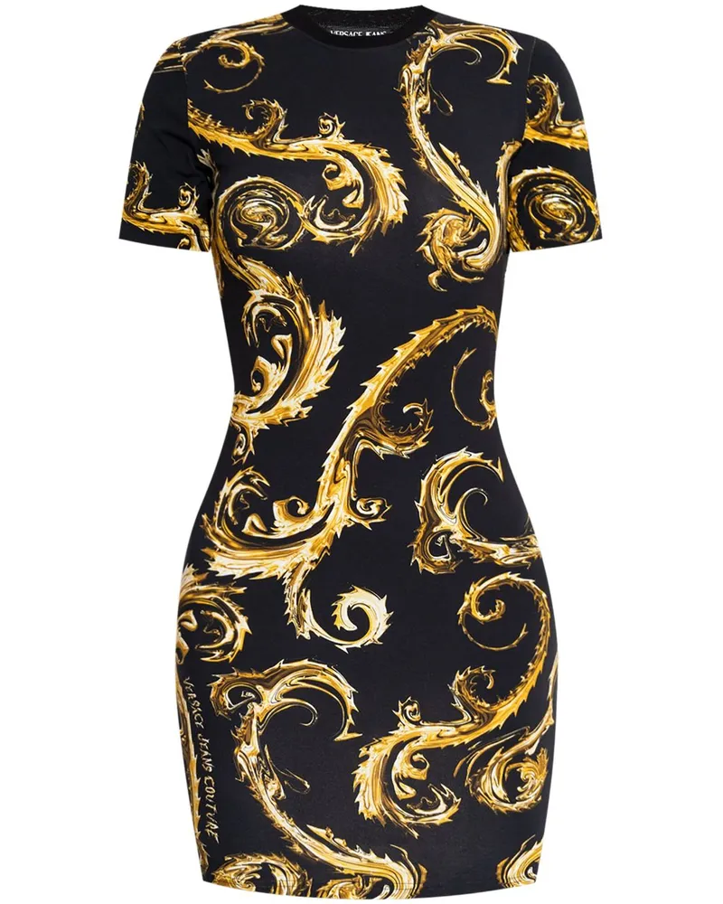 Versace Jeans T-Shirtkleid mit Barock-Print - Schwarz Schwarz