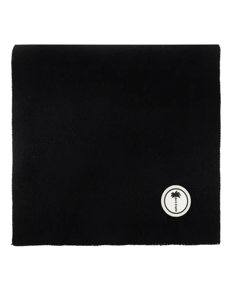 Palm Angels Gestrickter Schal mit Logo-Patch - Schwarz Schwarz