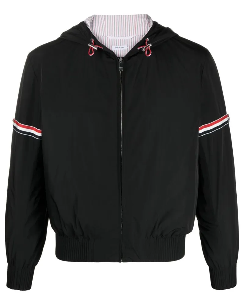 Thom Browne Kapuzenjacke mit RWB-Streifen - Schwarz Schwarz
