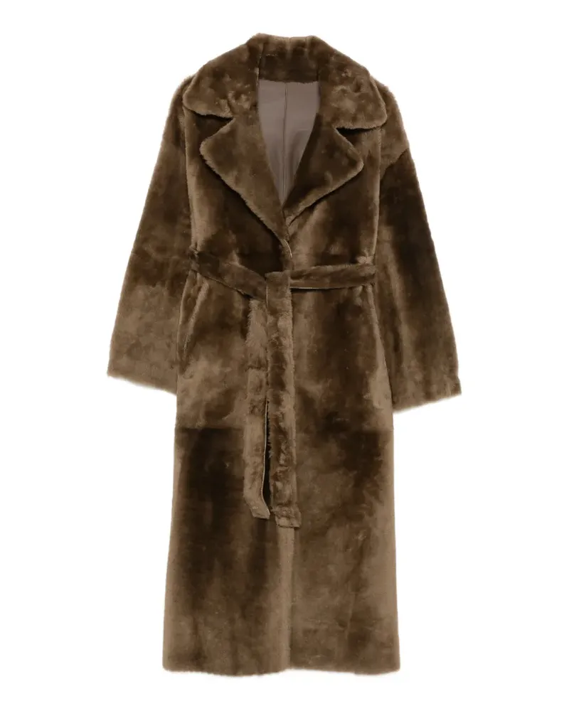 Arma Mantel aus Shearling mit Gürtel - Braun Braun