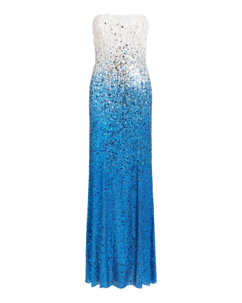 Jenny Packham Schulterfreies Maxikleid mit Pailletten - Blau Blau