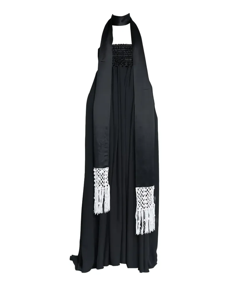 Maria Mcmanus fringed scarf-detail maxi gown - Schwarz Schwarz