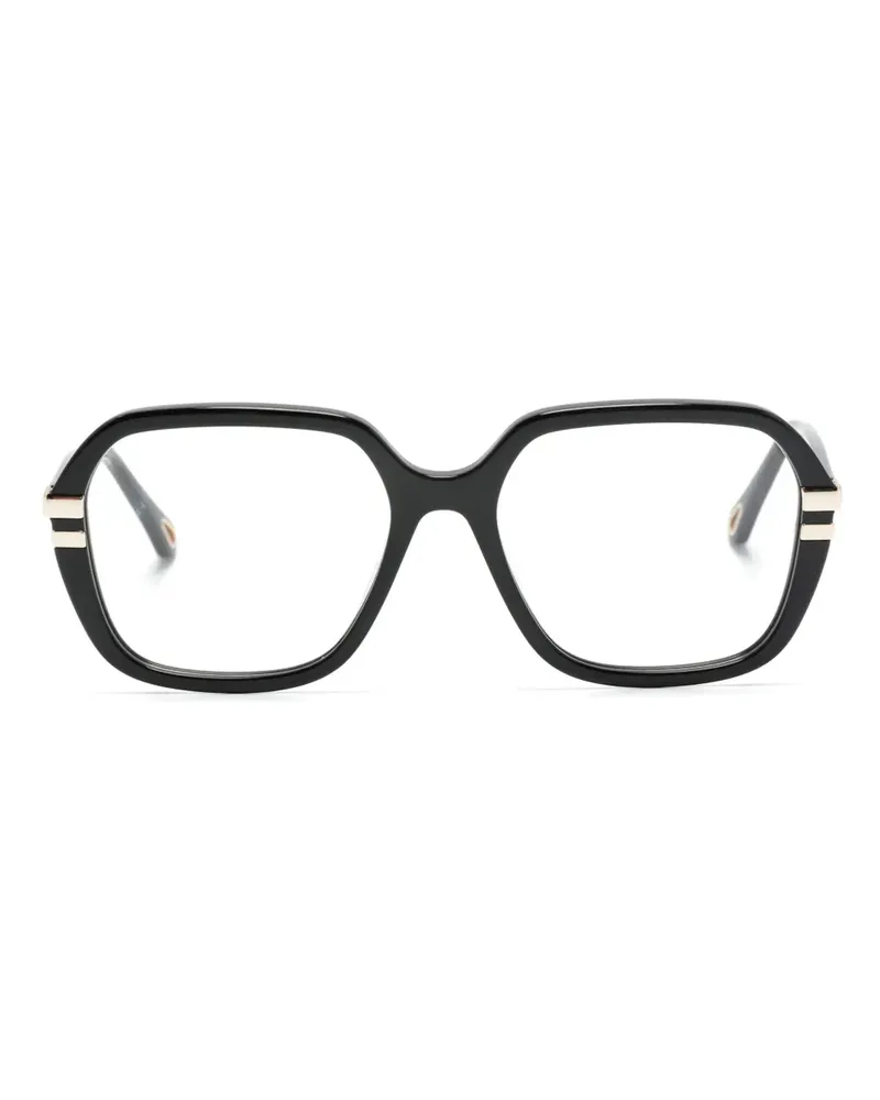 Chloé Eckige Sonnenbrille mit Logo - Schwarz Schwarz