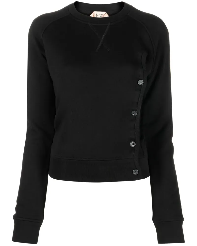 N° 21 Sweatshirt mit seitlichen Knöpfen - Schwarz Schwarz