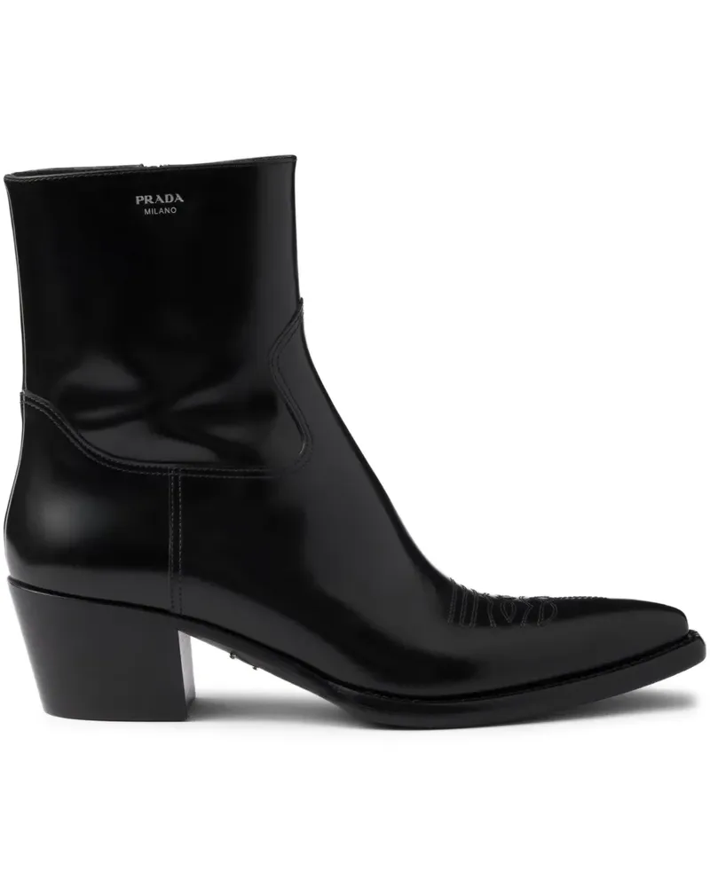 Prada Stiefel mit gebürstetem Finish - Schwarz Schwarz