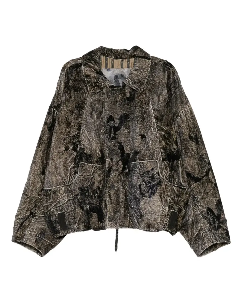 Ziggy Chen Jacke mit abstraktem Print in Knitteroptik - Schwarz Schwarz