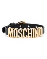 Moschino Lederarmband mit Logo Schwarz