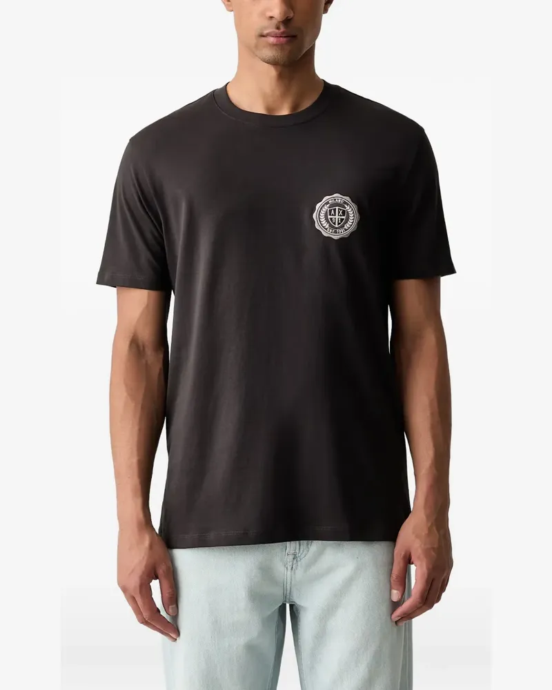 Armani Exchange T-Shirt mit Logo-Patch - Braun Braun