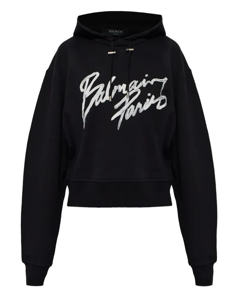 Balmain script-graphic hoodie - Schwarz Schwarz