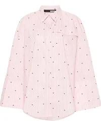 ROTATE Birger Christensen Gestreiftes Hemd mit Logo-Print Rosa