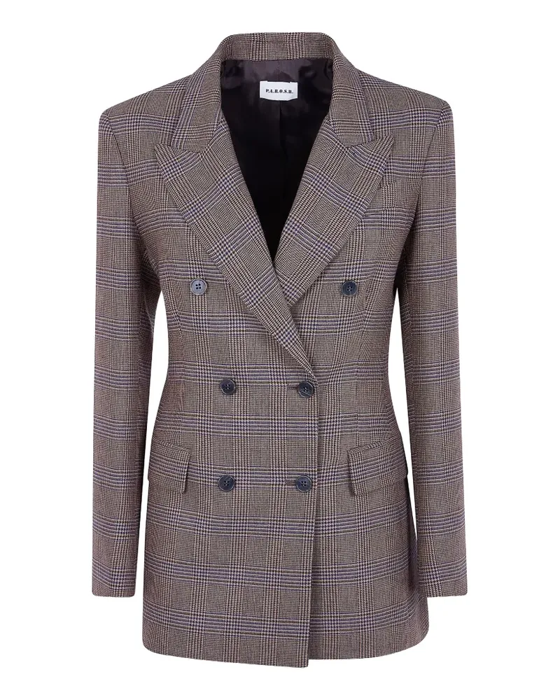 P.A.R.O.S.H. P.A.R.O H. check-pattern double-breasted blazer - Nude Nude