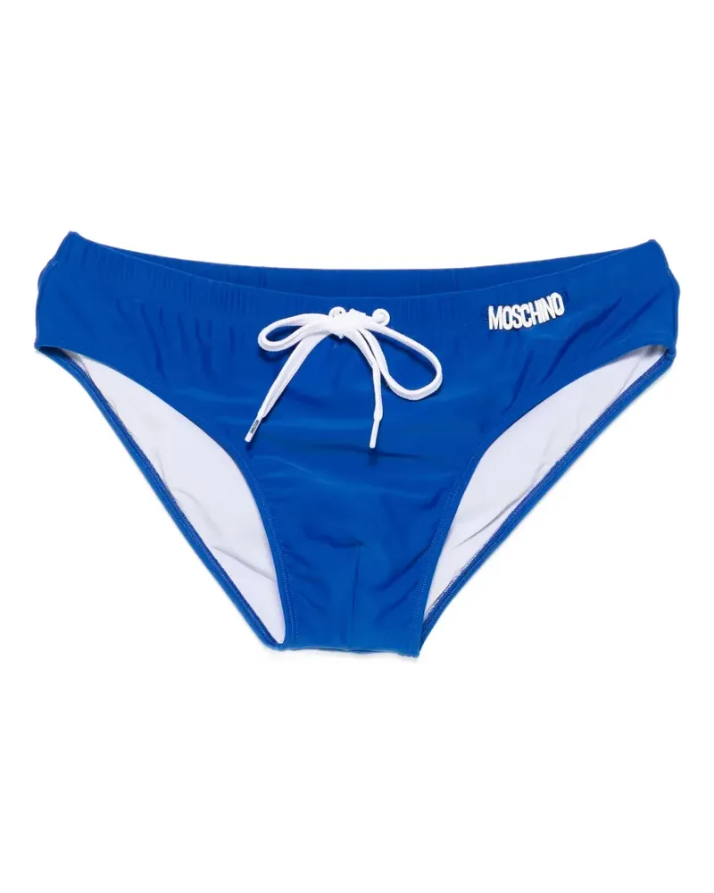 Moschino logo-plaque drawstring swim trunks - Blau Blau